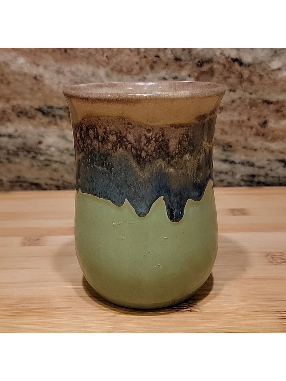 Beautiful greens & brown HandWarmer Coffee Mug Left handed hand warmer - Picture 2 of 5